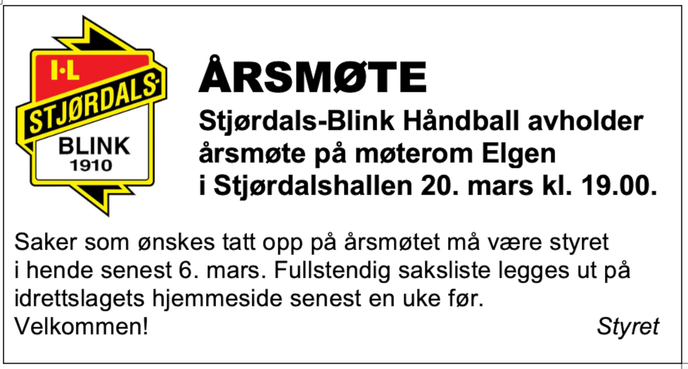 Innkalling til årsmøte 2019